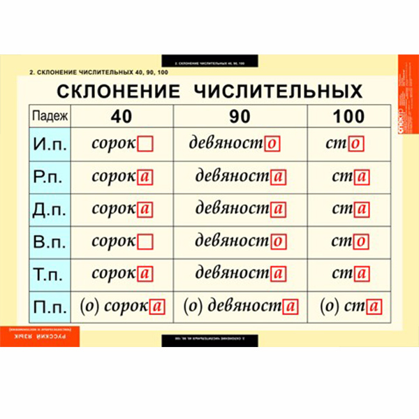 Таблицы демонстрационные "Русский язык. Числительное и местоимение" 6484