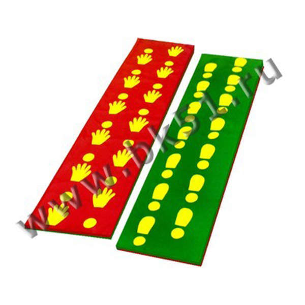 Б-754 Дорожка-мат двусторонняя зелено-красная со следочками (L=200)