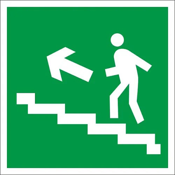 Наклейка Е-16 "Направление к эвакуационному выходу по лестнице вверх"
