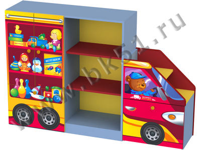 М-581 Стенка детская «Машина» с ящиками (с рисунком)